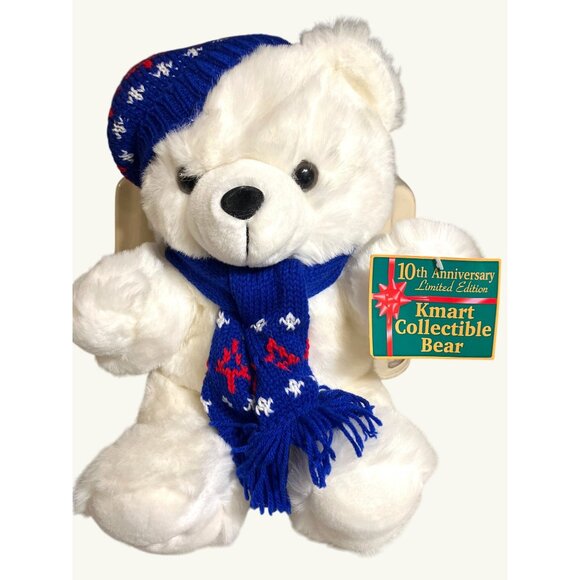 Holiday Christmas Teddy Bear Plush 10th Anniversary Limited Edition Kmart 1996 - Picture 3 of 16